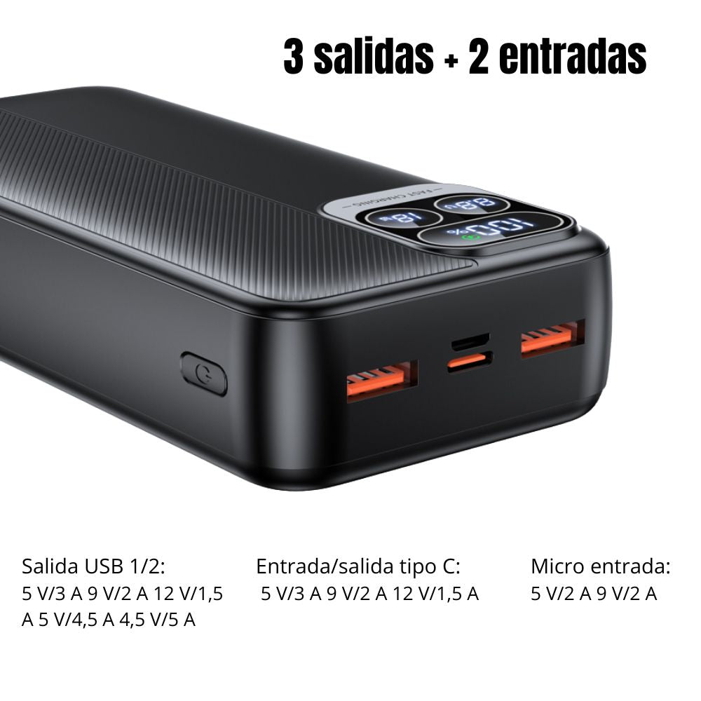 Power Bank Moreka K094 30000mAh 22.5W Cables C Lightning V8 - Imagen 8