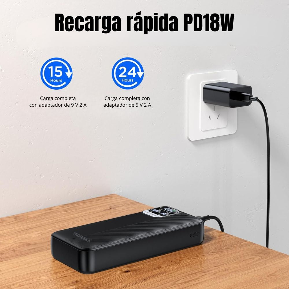 Power Bank Moreka K094 30000mAh 22.5W Cables C Lightning V8 - Imagen 10