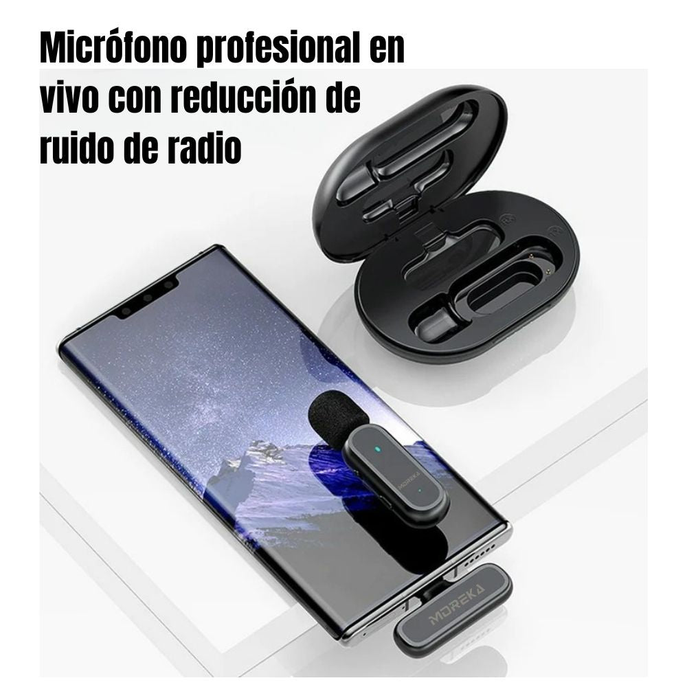 Micrófono inalámbrico reducción de ruido con clip incluye estuche de carga Moreka ML-01 - Imagen 3