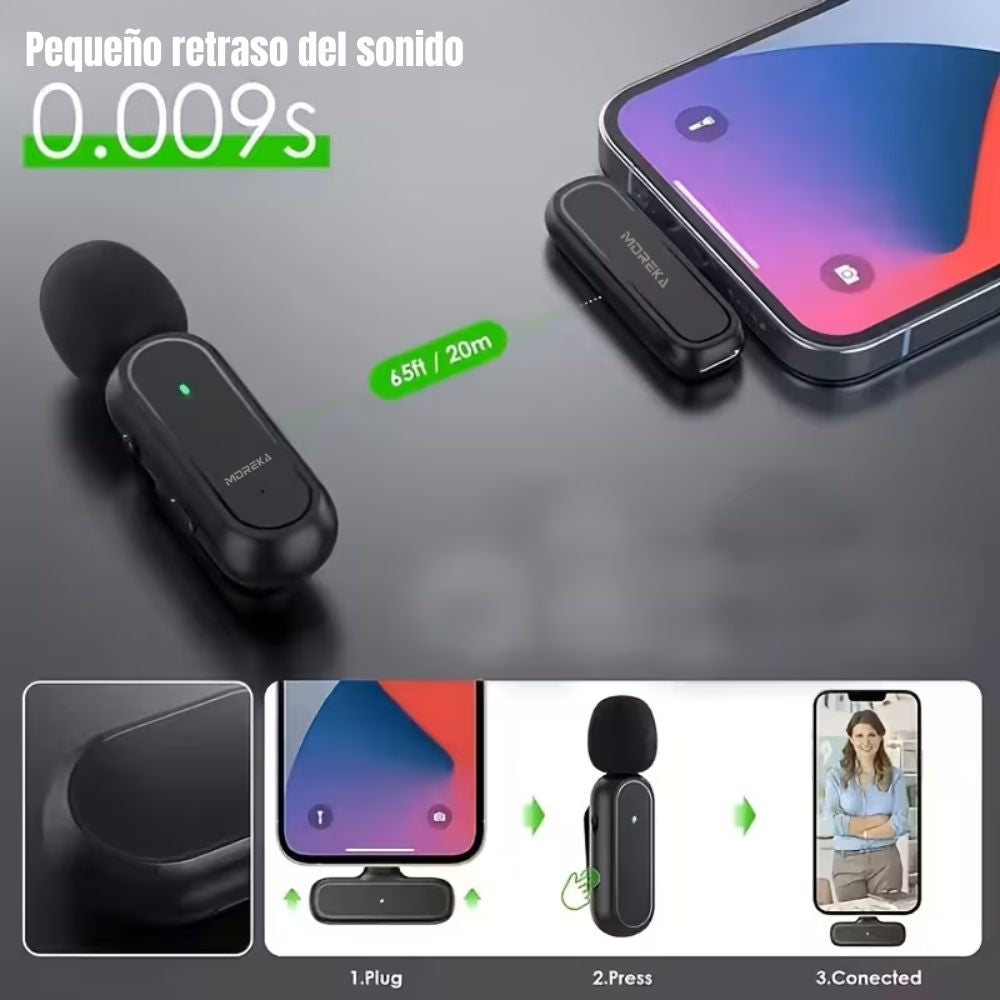 Micrófono inalámbrico reducción de ruido con clip incluye estuche de carga Moreka ML-01 - Imagen 4