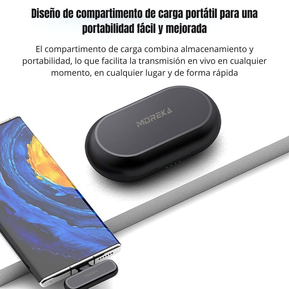 Micrófono inalámbrico reducción de ruido con clip incluye estuche de carga Moreka ML-01 - Imagen 6