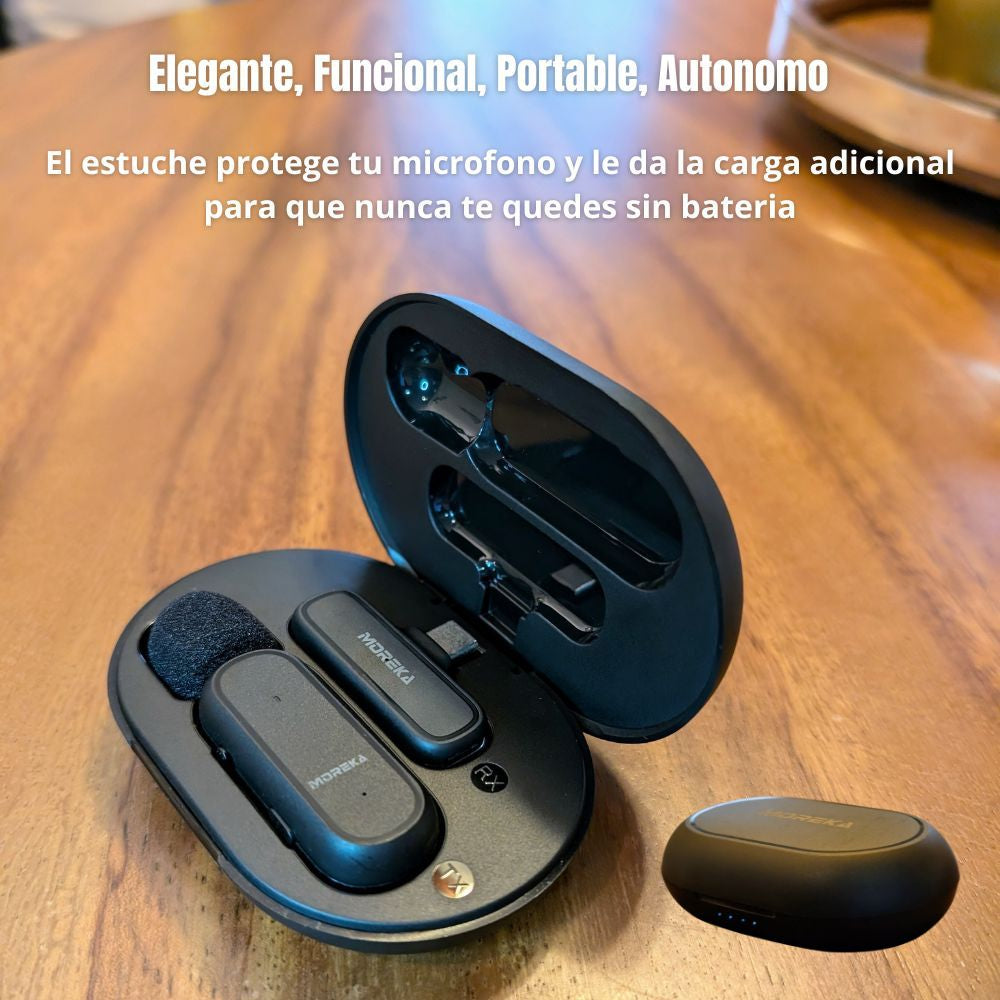 Micrófono inalámbrico reducción de ruido con clip incluye estuche de carga Moreka ML-01 - Imagen 7