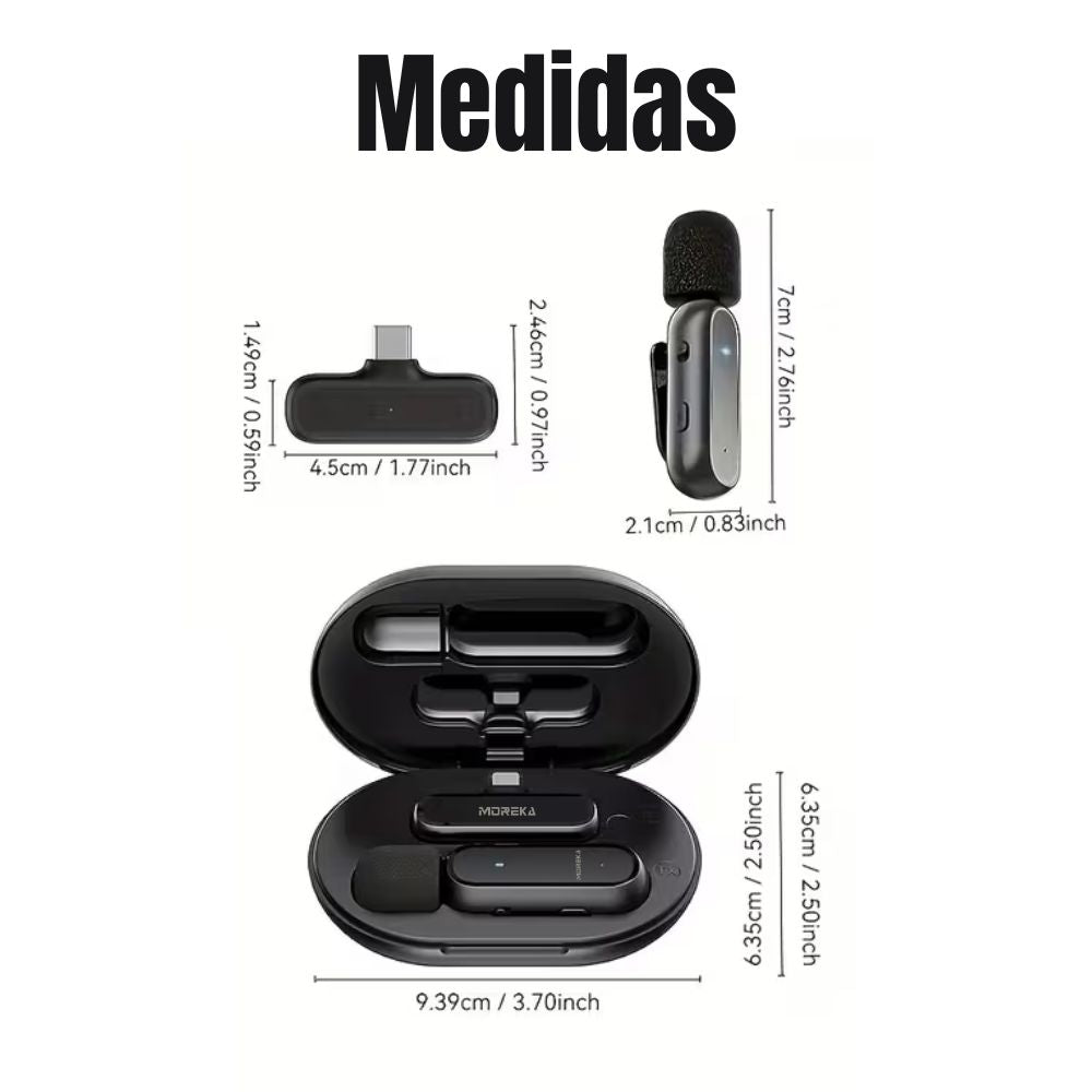 Micrófono inalámbrico reducción de ruido con clip incluye estuche de carga Moreka ML-01 - Imagen 10