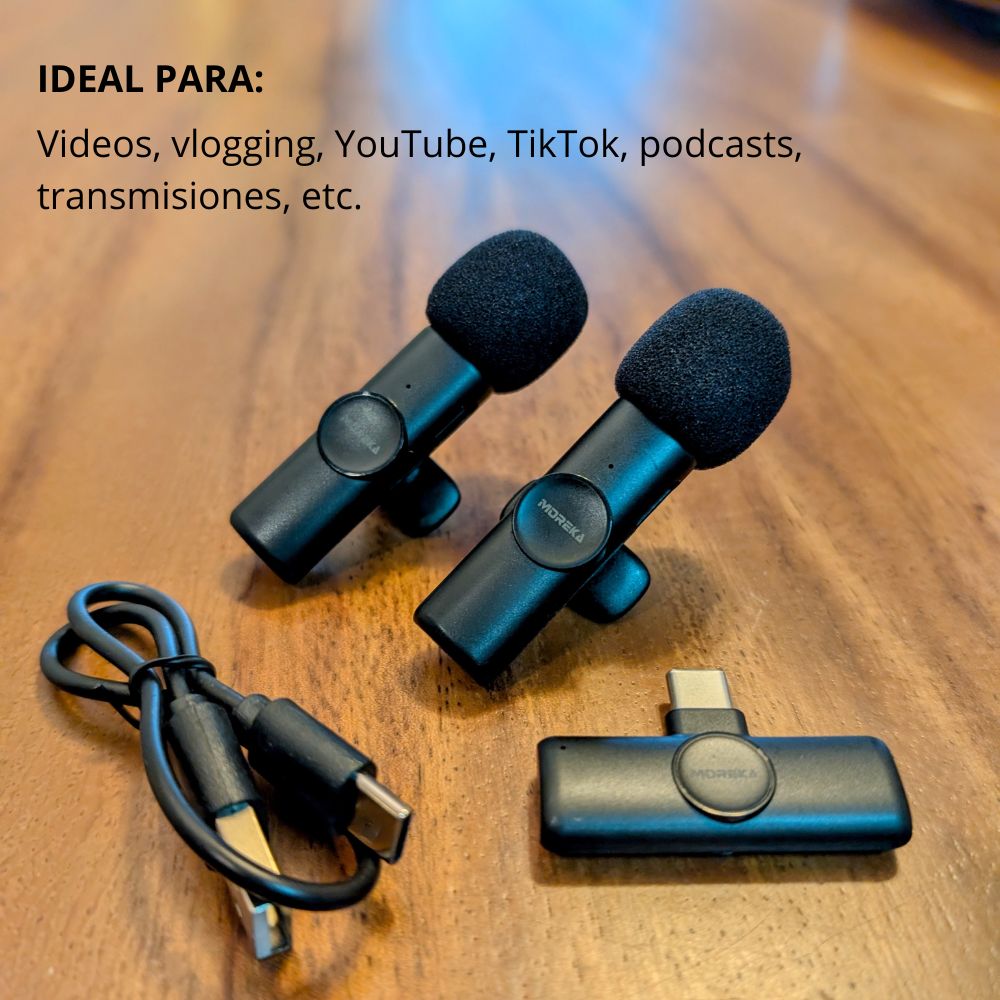 Paquete de 2 micrófonos inalámbricos reducción de ruido con clip para grabación de vlog Moreka ML-03 - Imagen 6