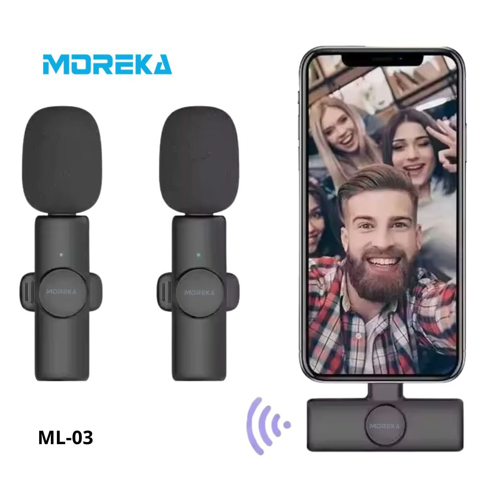 Paquete de 2 micrófonos inalámbricos reducción de ruido con clip para grabación de vlog Moreka ML-03 - Imagen 9