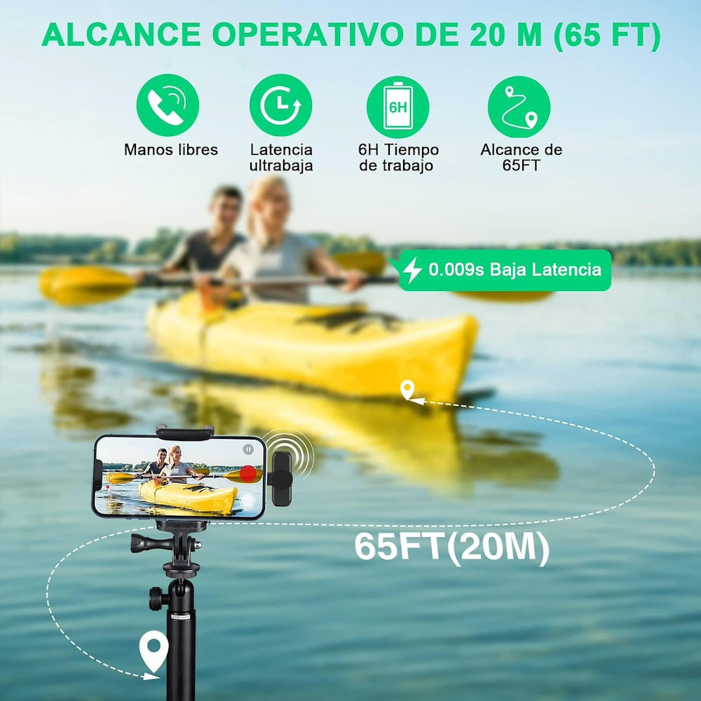 Paquete de 2 micrófonos inalámbricos  reducción de ruido con clip para grabación de vlog Moreka ML-03 - Imagen 10