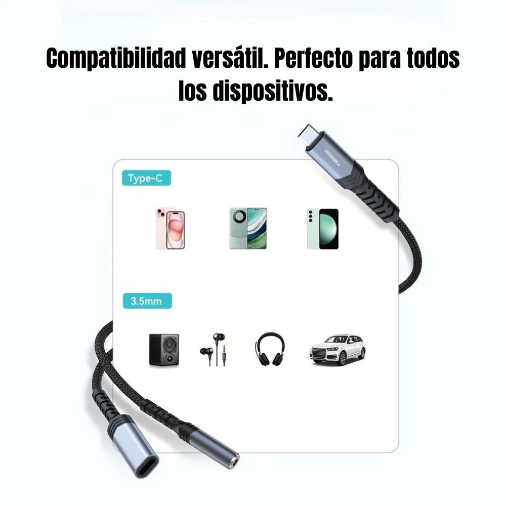 Convertidor Extensor USB-C con división para carga y audio AU-09 - Imagen 2