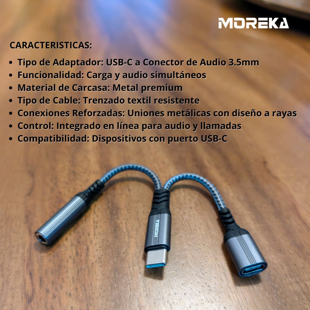 Convertidor Extensor USB-C con división para carga y audio AU-09 - Imagen 3