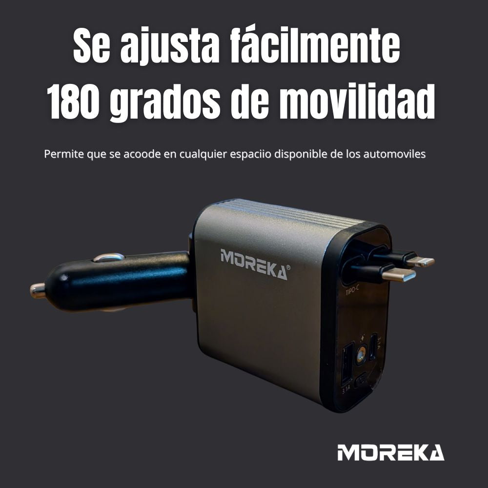 Plug in Turbo 66W PD30W 3.1A Moreka CP0091 PlugIn cables retractil IP y C - Imagen 3