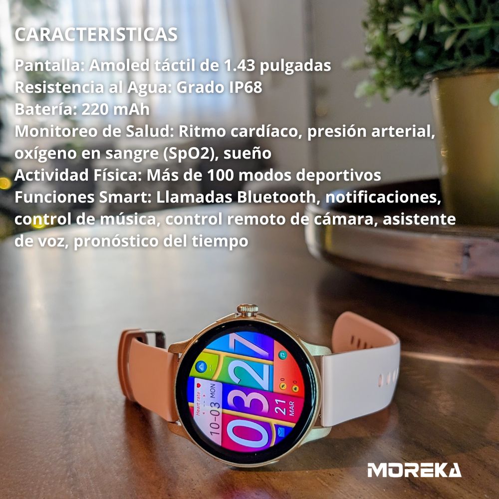 Smart Watch Moreka R08 pantalla HD Amoled 1.43