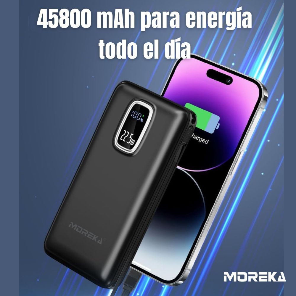 Power Bank Moreka K097 12000mAh 22.4W Cables C Lightning V8 - Imagen 3