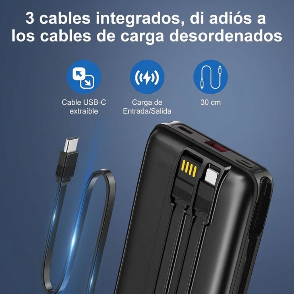 Power Bank Moreka K097 12000mAh 22.4W Cables C Lightning V8 - Imagen 4