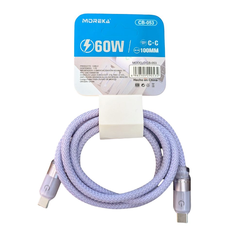 Cable Moreka Tipo C a C CB-053 60W carga rápida 1m - Imagen 11