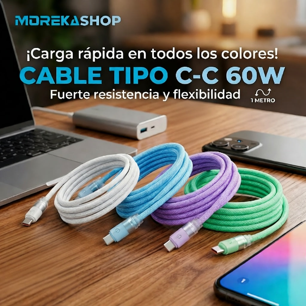 Cable Moreka Tipo C a C CB-053 60W carga rápida 1m - Imagen 4