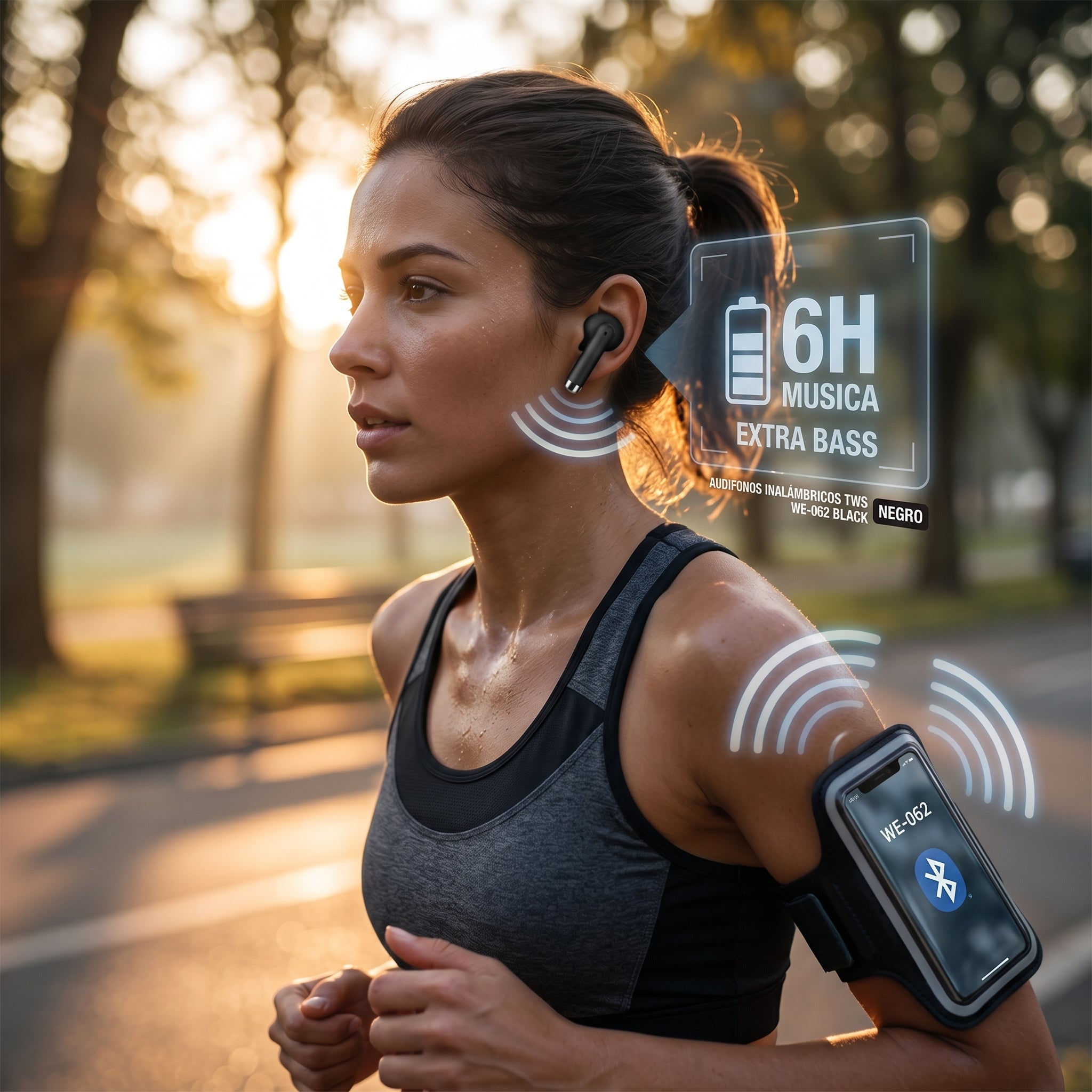 Audífonos Bluetooth 30mAh / Estuche 300mAh 20h con estuche Nebro WE-062 - Imagen 3