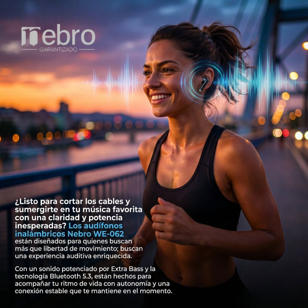 Audífonos Bluetooth 30mAh / Estuche 300mAh 20h con estuche Nebro WE-062 - Imagen 5