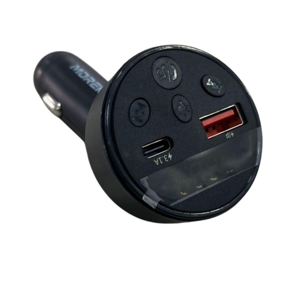 Plug In Cargador de Automóvil Moreka CP0080 45W 7 Puertos (USB + Tipo-C) Bluetooth 5.3 Llamadas Manos Libres Radio FM Transmisor MP3 Luz Ambiental 7 Colores - Imagen 3
