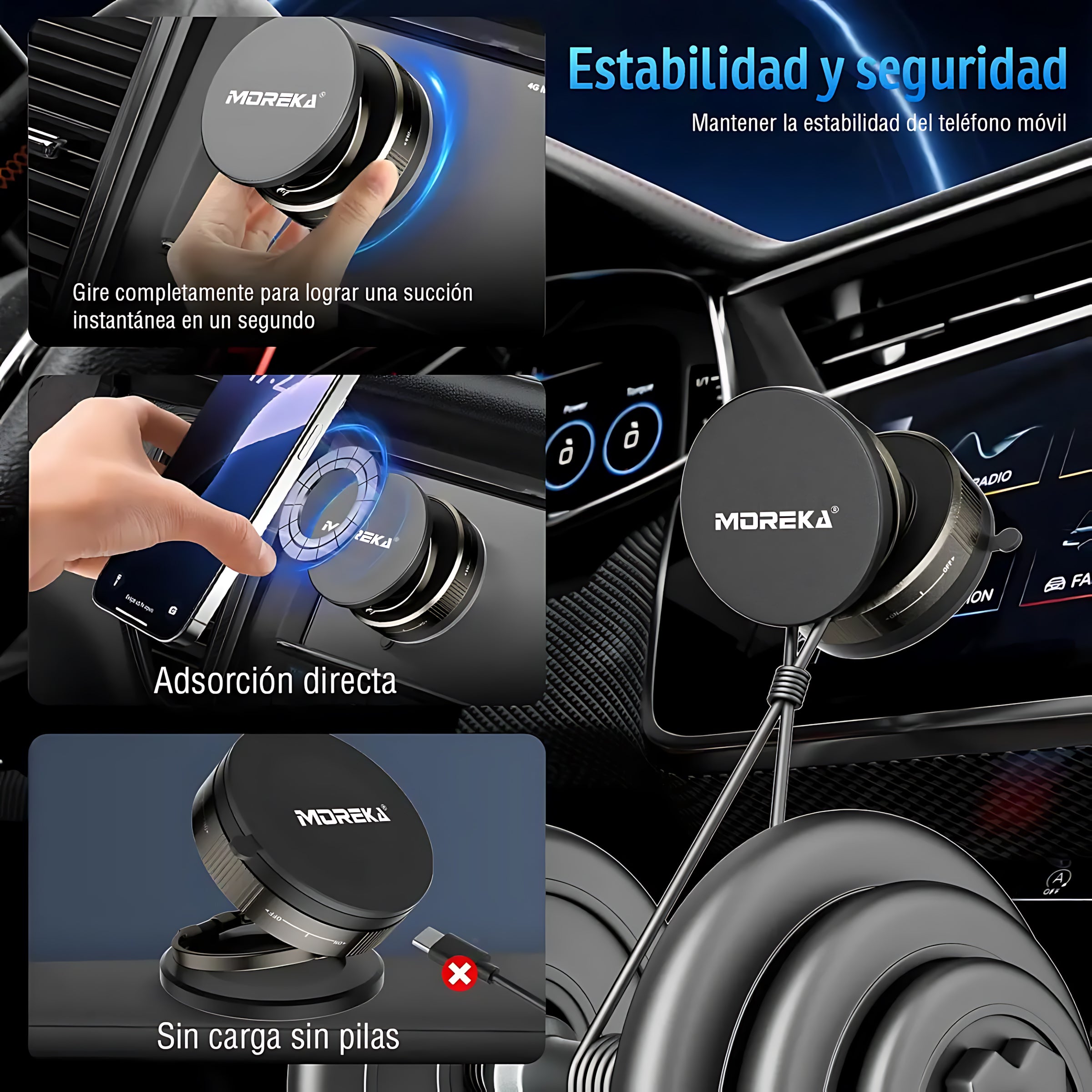 Soporte Magnético para Teléfono con Ventosa de Vacío MOREKA ZJ-015 - Imagen 8