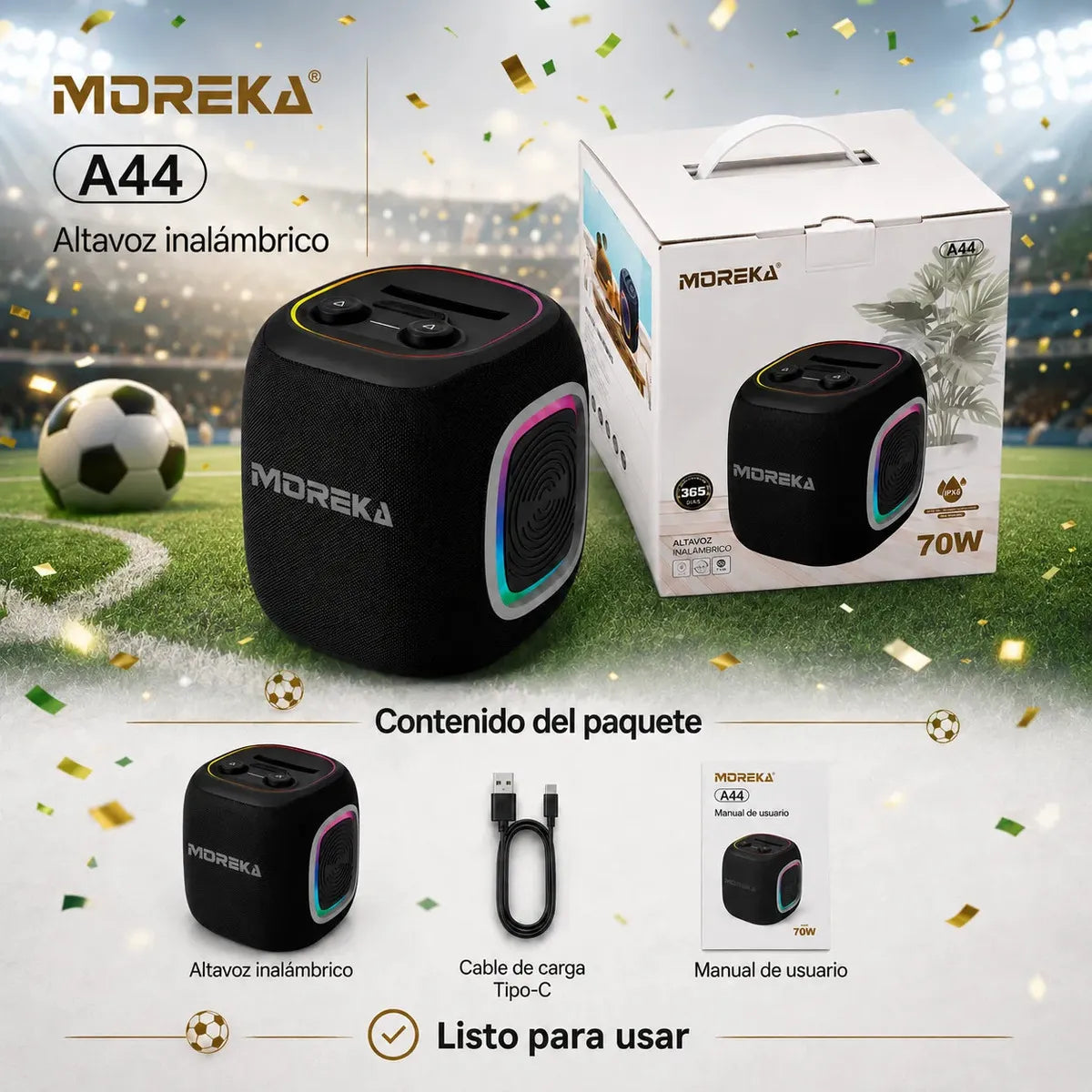 Bocina Portátil Moreka A44 70w Bluetooth Aprueba De Agua - Imagen 2