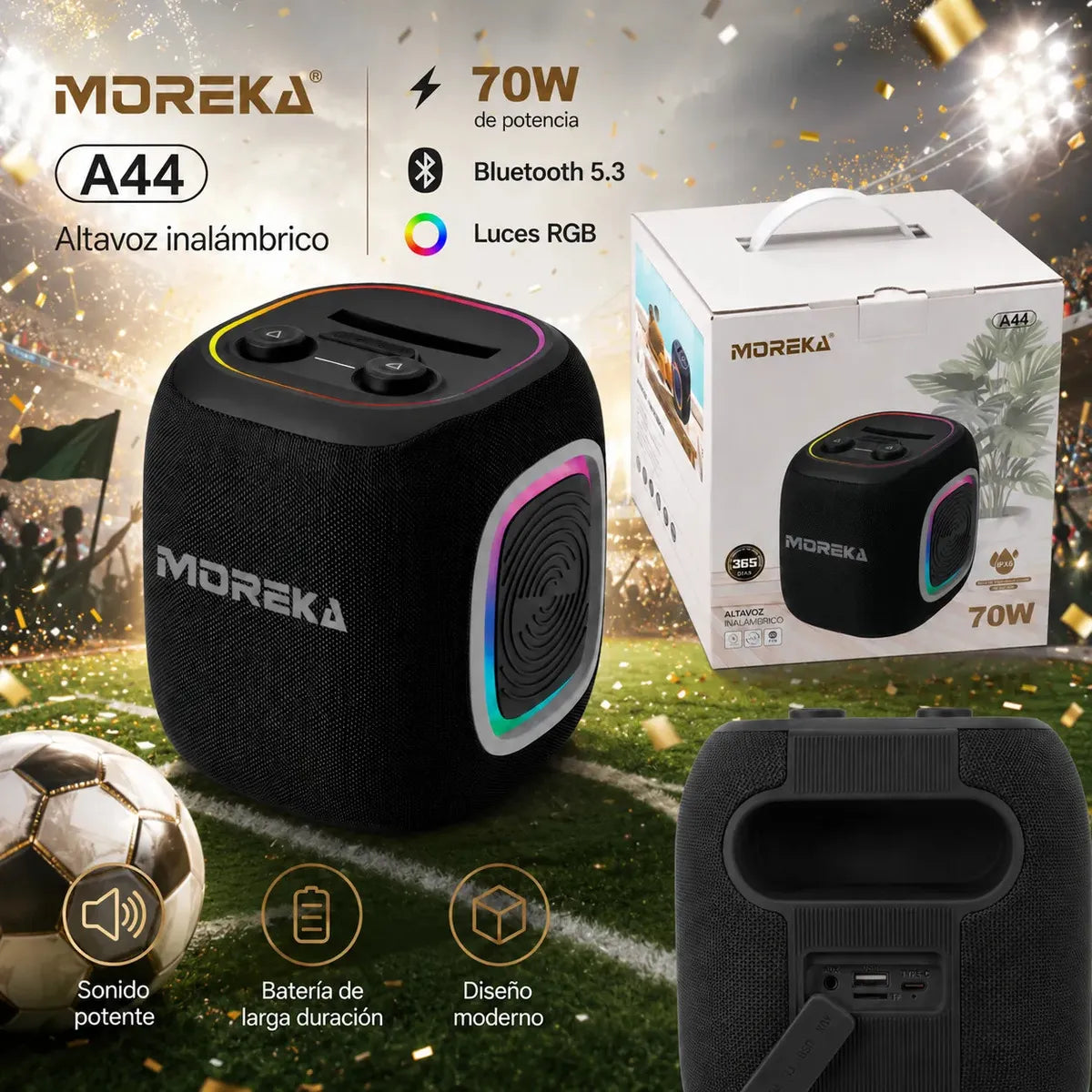 Bocina Portátil Moreka A44 70w Bluetooth Aprueba De Agua - Imagen 4