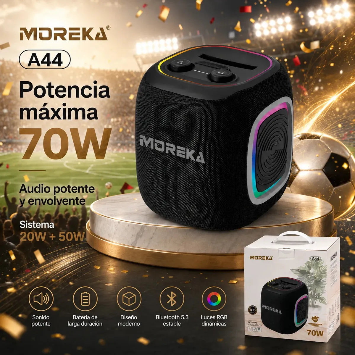 Bocina Portátil Moreka A44 70w Bluetooth Aprueba De Agua - Imagen 5