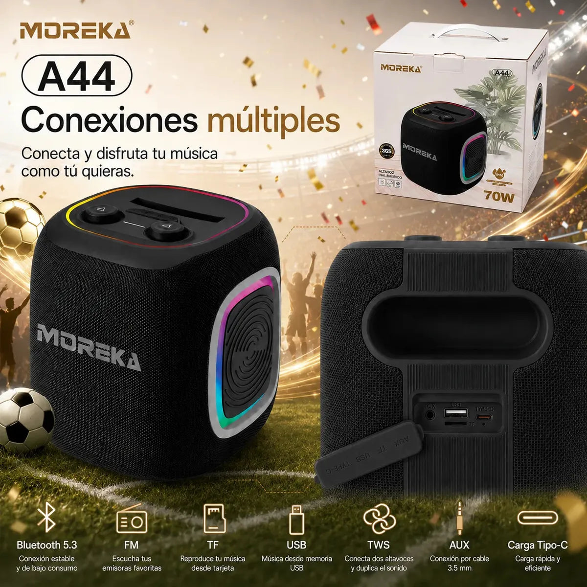 Bocina Portátil Moreka A44 70w Bluetooth Aprueba De Agua - Imagen 8