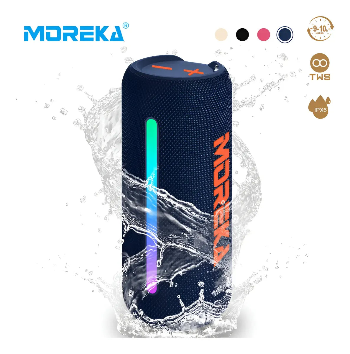 Bocina Bluetooth Portátil Moreka A53 Sonido de 30W con luces RGB IPX6 - Imagen 2