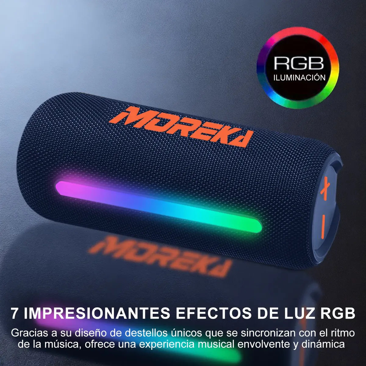 Bocina Bluetooth Portátil Moreka A53 Sonido de 30W con luces RGB IPX6 - Imagen 4