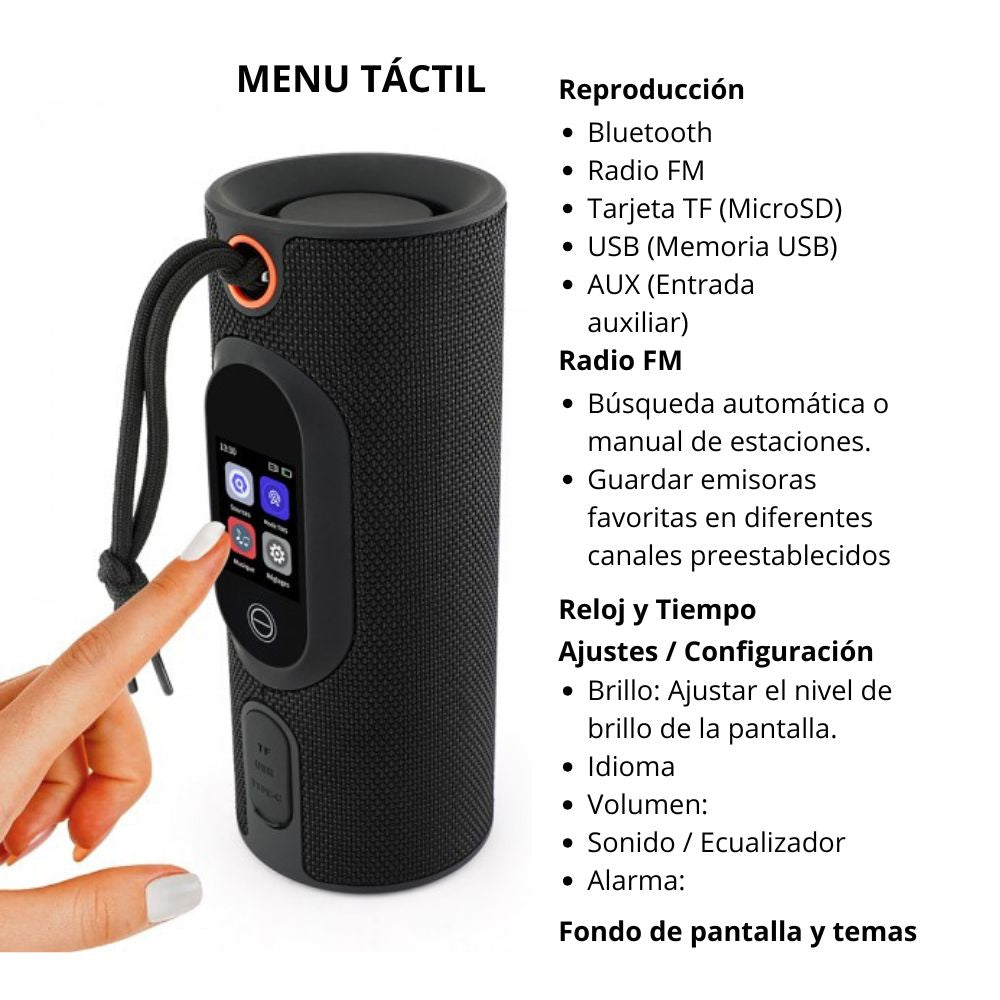 Bocina Moreka A46 Pantalla Táctil LCD multifunción 30W 3600mAh 10hrs de bateria IPX6 - Imagen 3