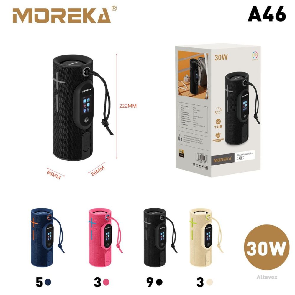 Bocina Moreka A46 Pantalla Táctil LCD multifunción 30W 3600mAh 10hrs de bateria IPX6 - Imagen 10