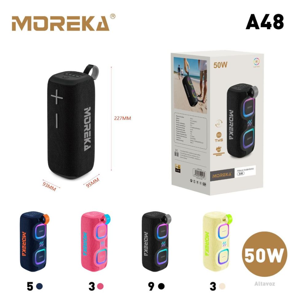 Bocina Moreka A48 50W 25W+25W 4000mAh 6hrs de bateria Bluetooth IPX6 - Imagen 13