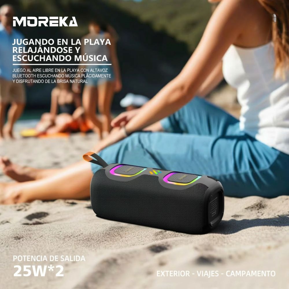 Bocina Moreka A48 50W 25W+25W 4000mAh 6hrs de bateria Bluetooth IPX6 - Imagen 4