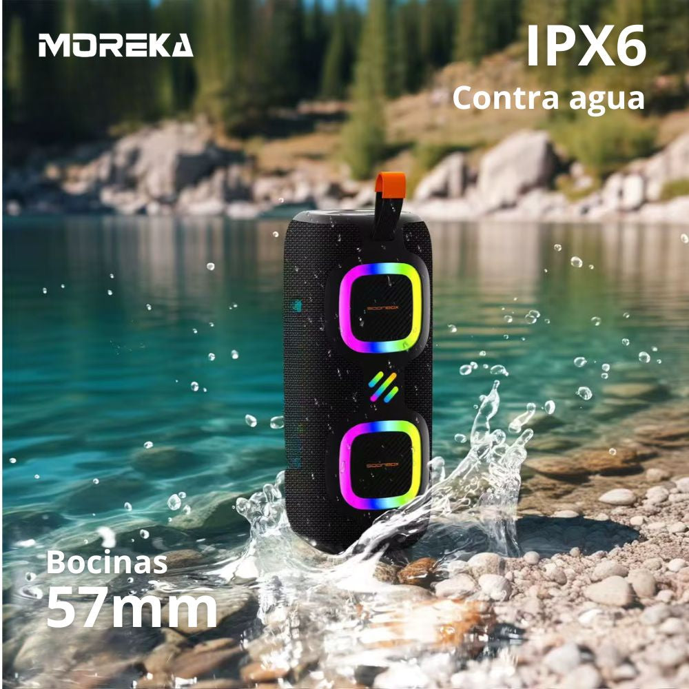 Bocina Moreka A48 50W 25W+25W 4000mAh 6hrs de bateria Bluetooth IPX6 - Imagen 6
