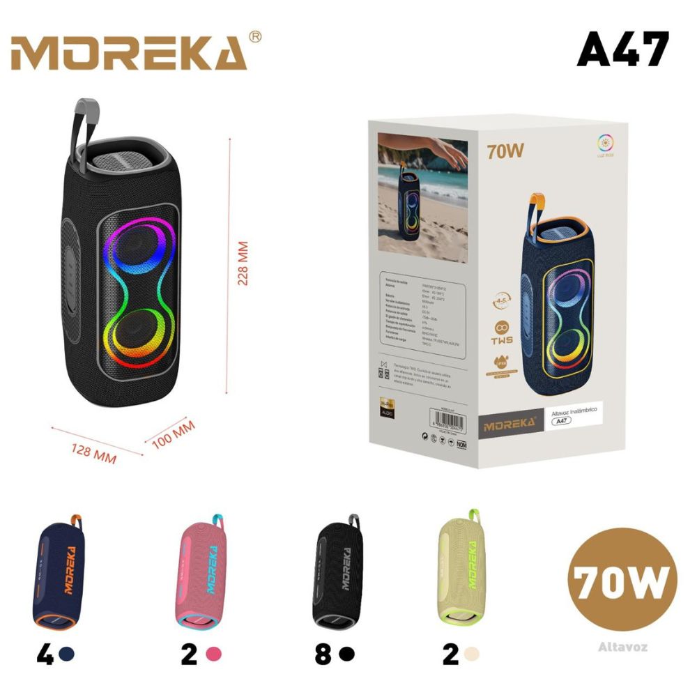 Bocina Moreka A47 70W 25W*2+10W 5000mAh 5hrs de bateria Bluetooth IPX6 - Imagen 11