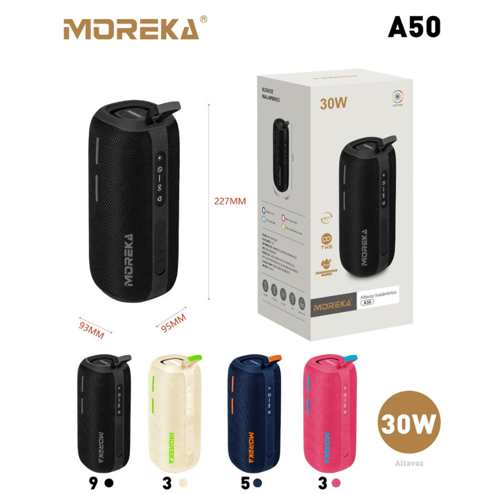 Bocina Moreka A50 30W 15W*2 3600mAh 10hrs de bateria Bluetooth IPX6 - Imagen 14