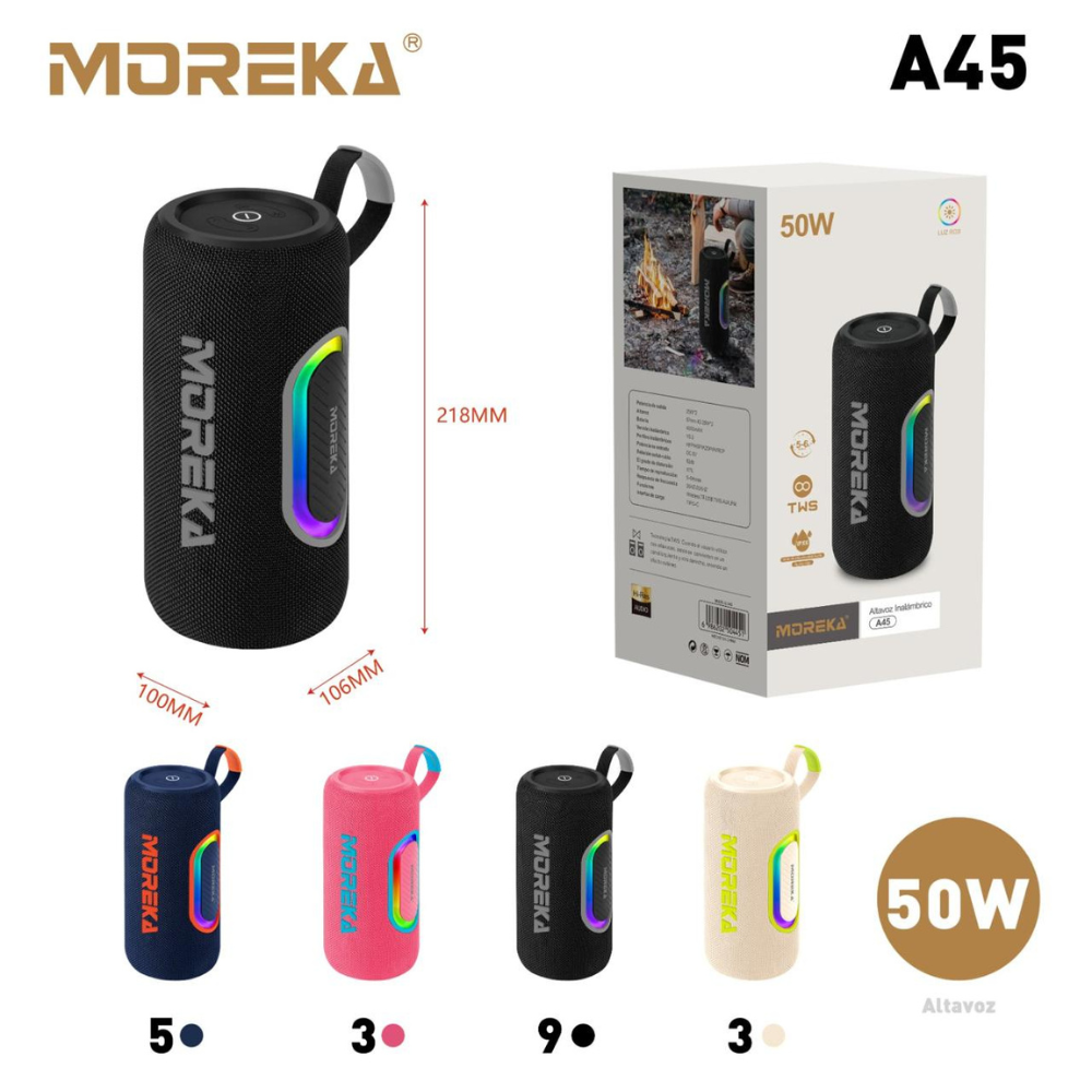Bocina Moreka A45 30W 25W*2 4000mAh 5hrs de bateria Bluetooth IPX6 - Imagen 4