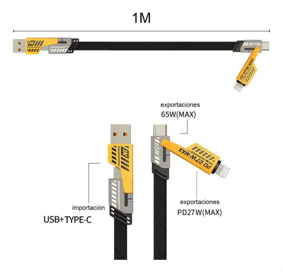 Cable 4 en 1 MOREKA CB-050: Carga rápida 65W - Imagen 6