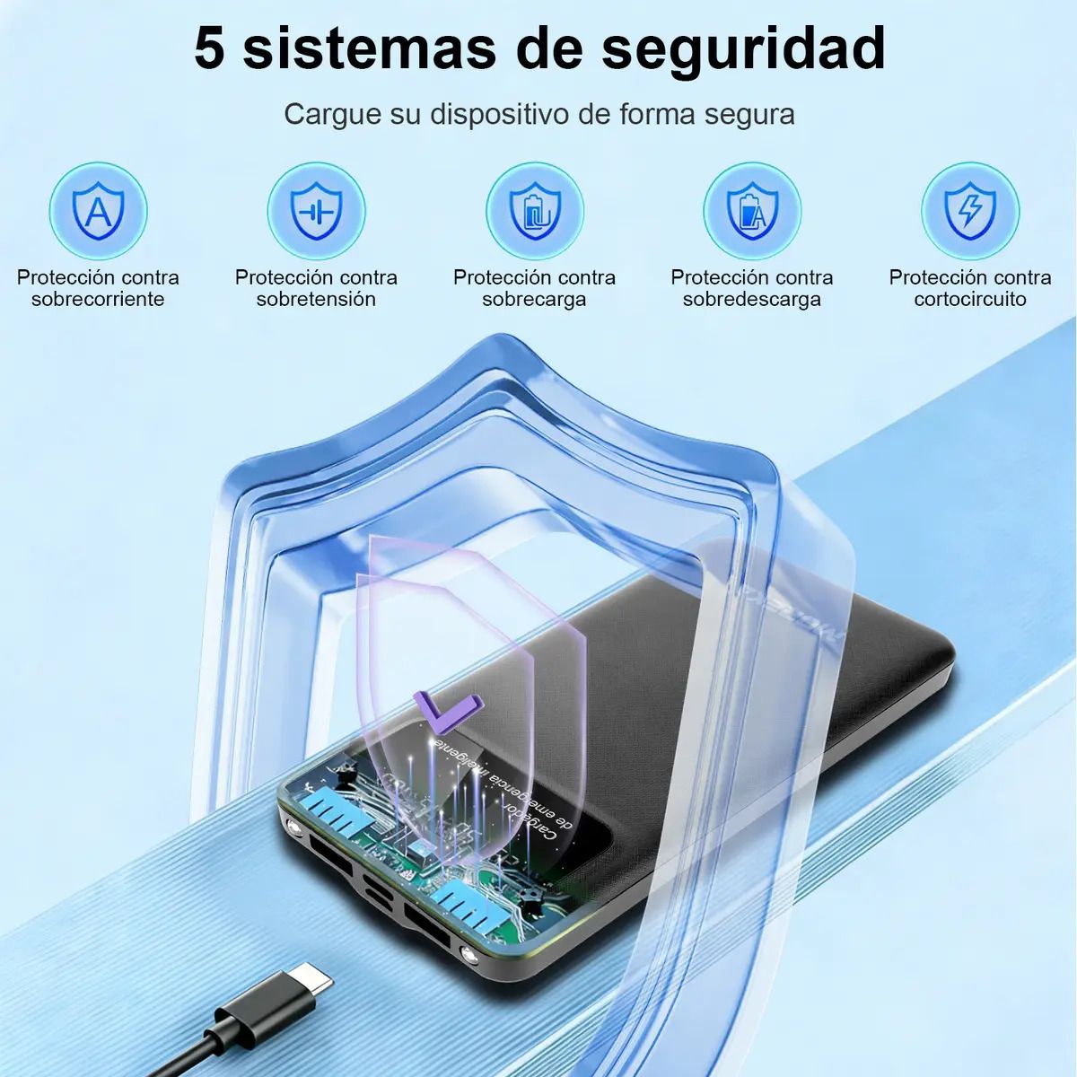 Power Bank Moreka K101 10000mAh 37Wh Puertos de Salida 2 USB + Entrada y Salida Tipo C Pantalla LED Linterna Carga Rápida - Imagen 5