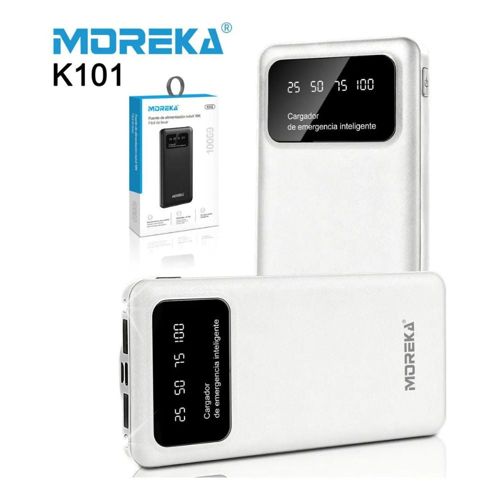 Power Bank Moreka K101 10000mAh 37Wh Puertos de Salida 2 USB + Entrada y Salida Tipo C Pantalla LED Linterna Carga Rápida - Imagen 8