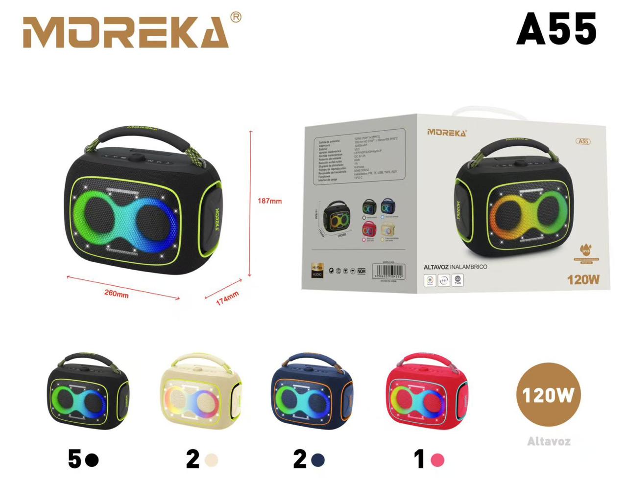 Bocina Moreka A55 120W 12000mAh 8hrs de bateria Bluetooth IPX6 - Imagen 12