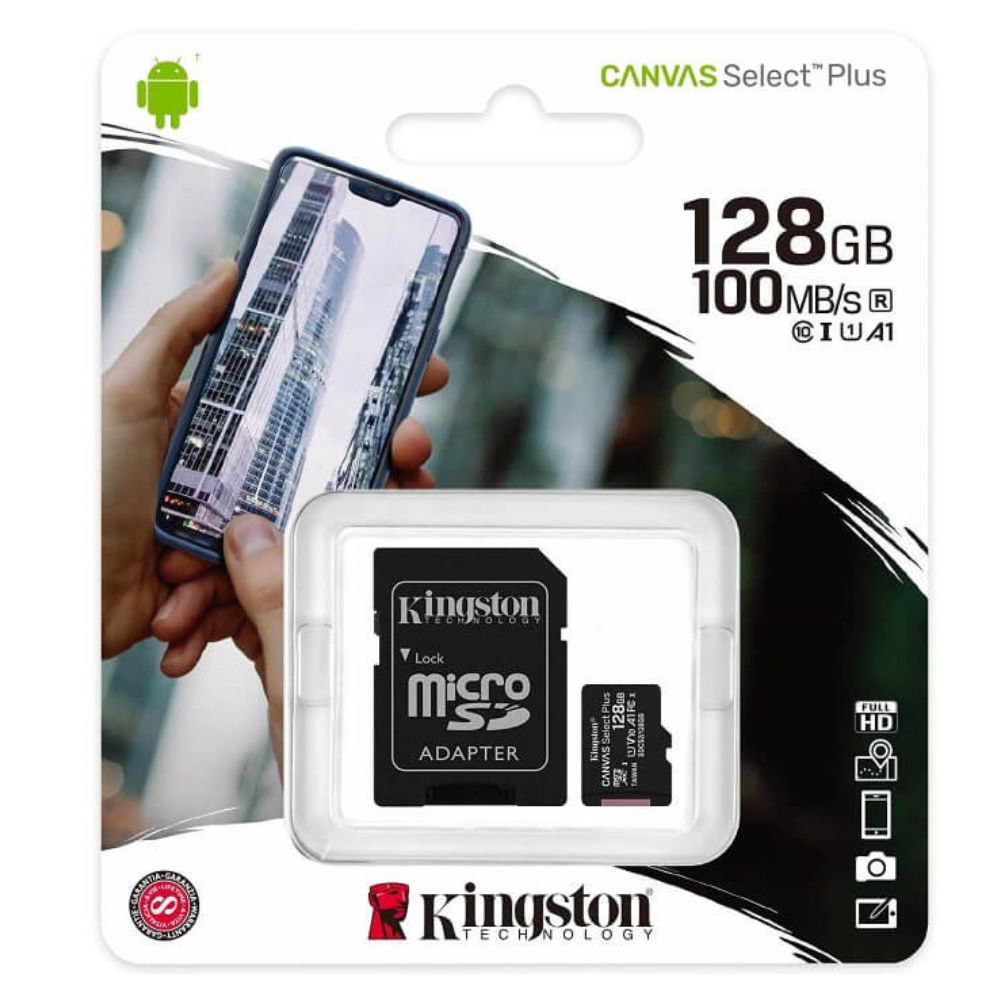 Memoria MicroSD Kingston 128GB Canvas Select Plus Incluye Adaptador SD - Imagen 1