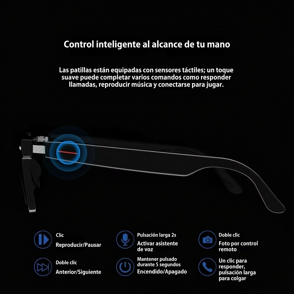 Lentes inteligentes traducción automática, asistente de Voz SIRI y Google, manos libres GS-08 - Imagen 8