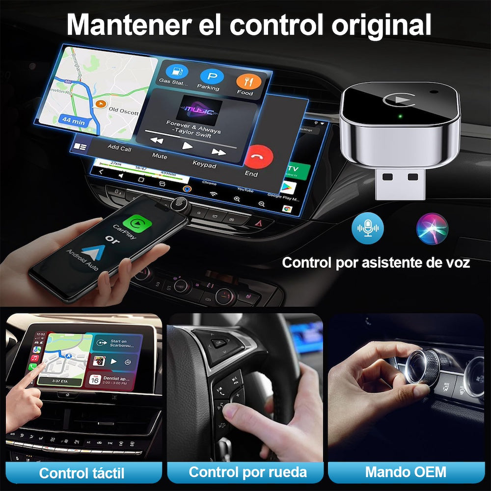 Adaptador 2en1 Inalámbrico para Carplay y - Imagen 2