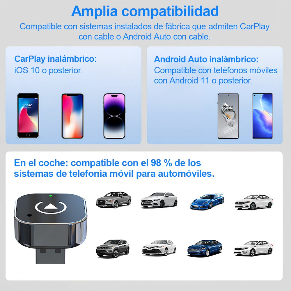 Adaptador 2en1 Inalámbrico para Carplay y - Imagen 7