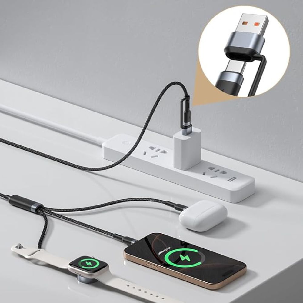 Cable 1.2m Cargador 3 en 1 USB-A + Tipo-C + Lightning + Carga Magnética Nebro WD-318 - Imagen 8