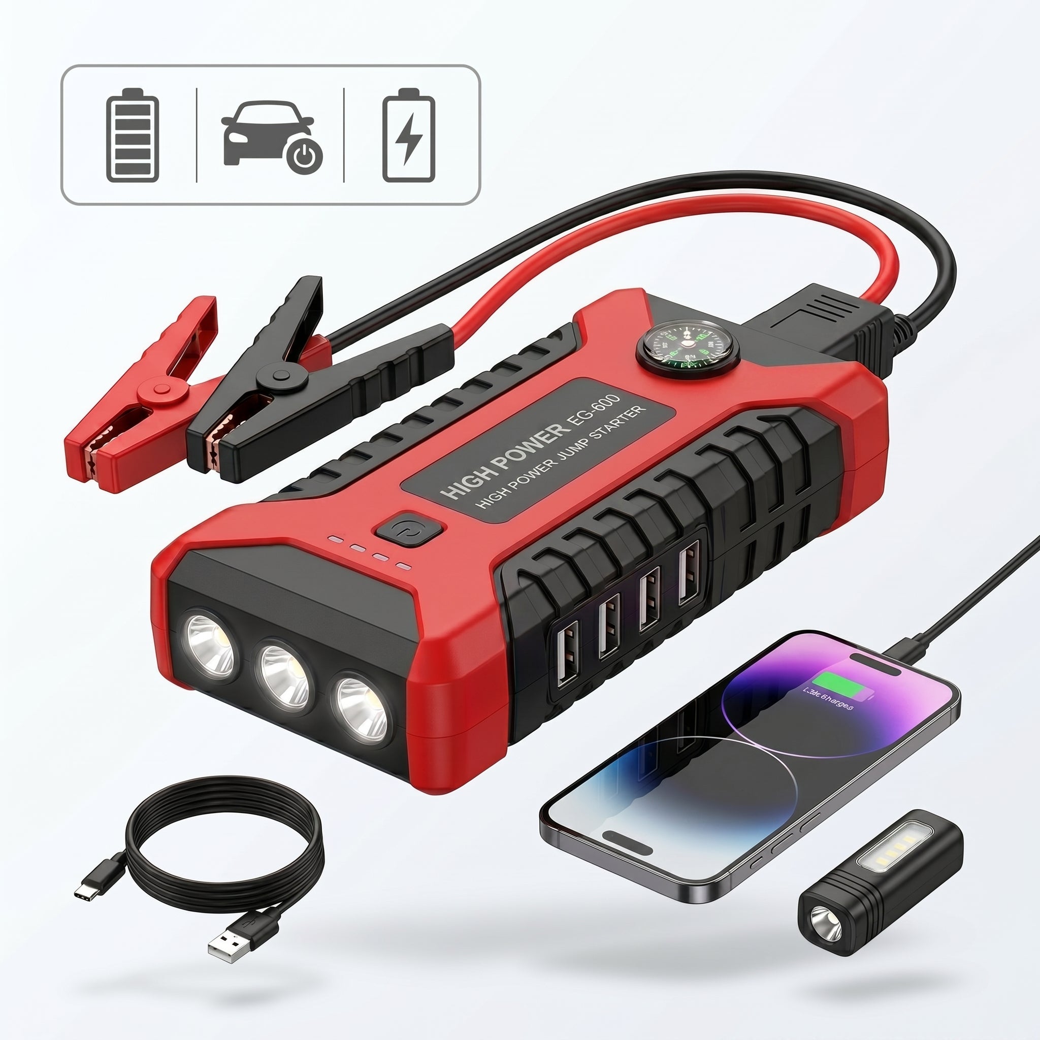 Moreka EG-60Q La Herramienta Definitiva para Arrancar tu Coche y Recargar tus Dispositivos - Imagen 4