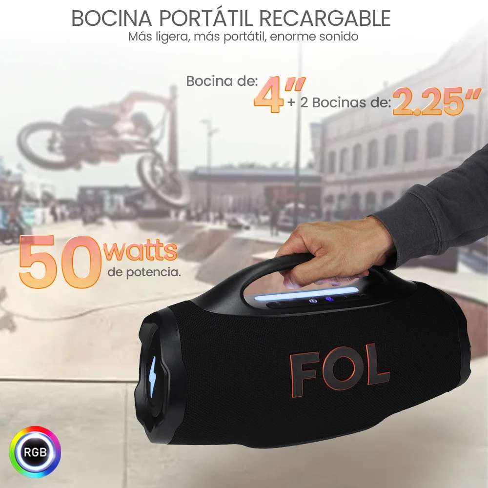 Bocina FOL FS-R305 50W 4000mAh 8hrs de bateria Bluetooth IPX5 - Imagen 3