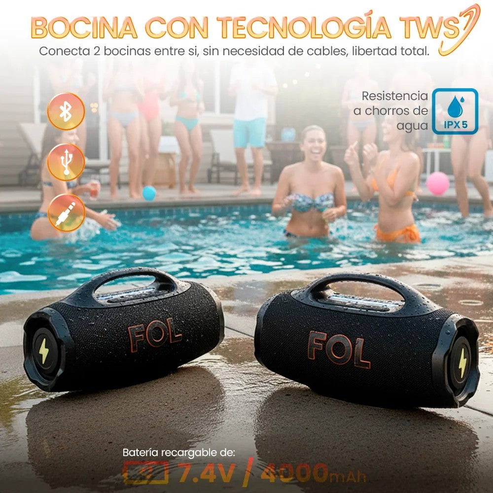 Bocina FOL FS-R305 50W 4000mAh 8hrs de bateria Bluetooth IPX5 - Imagen 4
