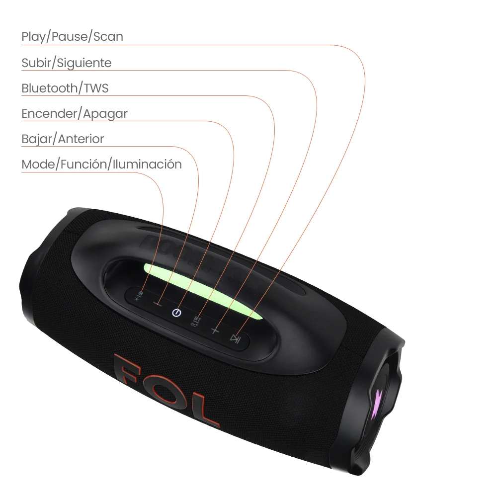 Bocina FOL FS-R305 50W 4000mAh 8hrs de bateria Bluetooth IPX5 - Imagen 7