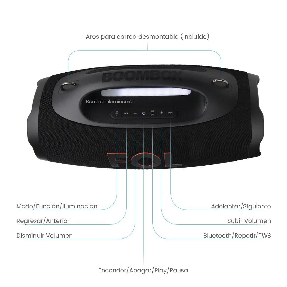 Bocina FOL FS-R208 220W 12000mAh 10hrs de bateria Bluetooth IPX6 - Imagen 3